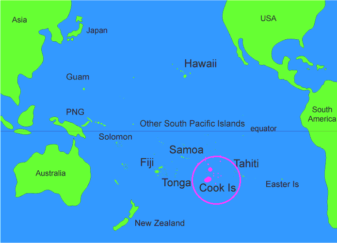 Cookinseln karte welt